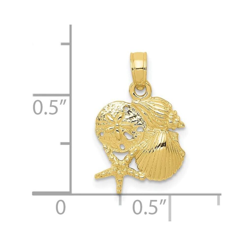 10k Yellow Gold Solid Polished Mini Shell Cluster… - image 7